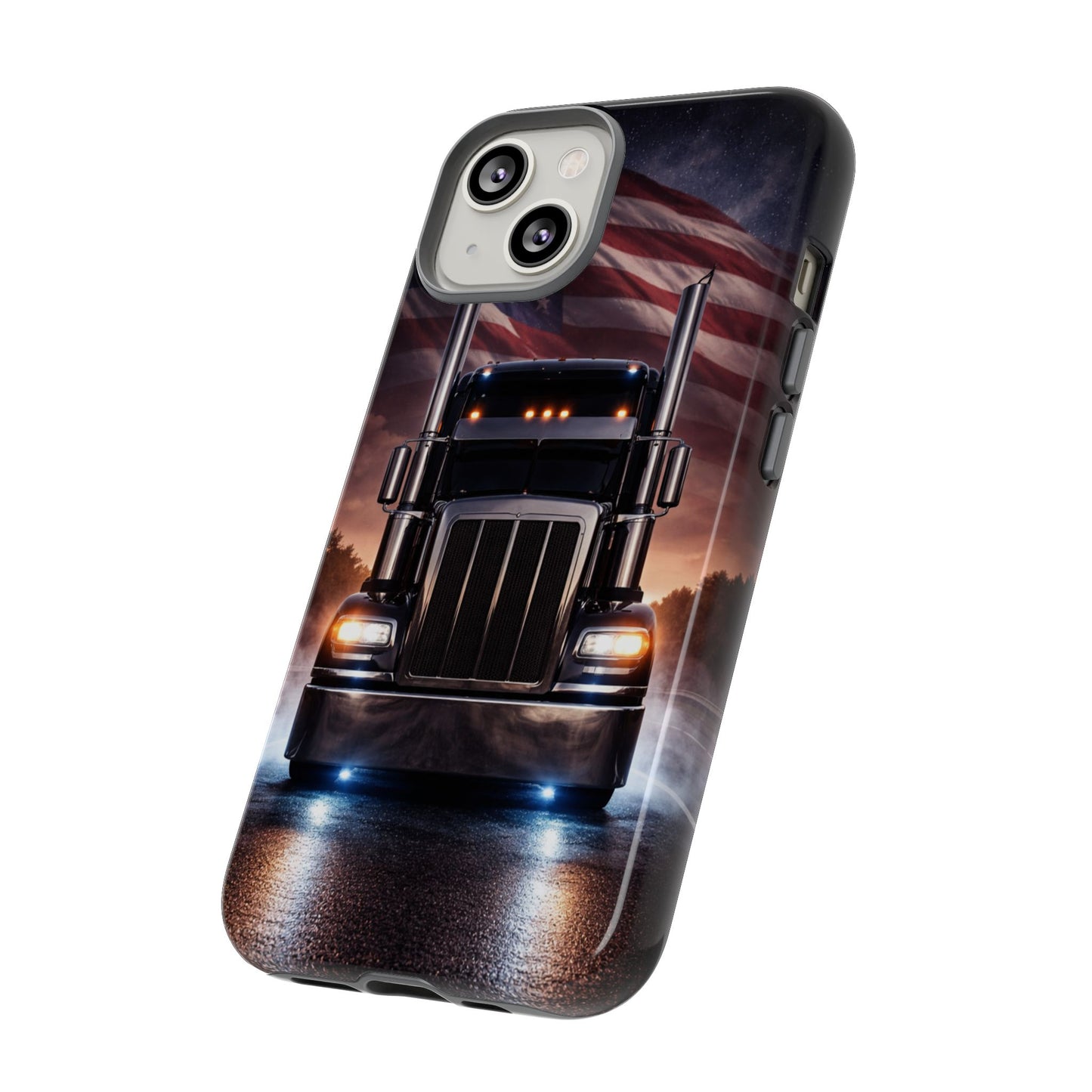 Semi Truck Phone Case American Flag Big Rig Trucker Gift iPhone Samsung
