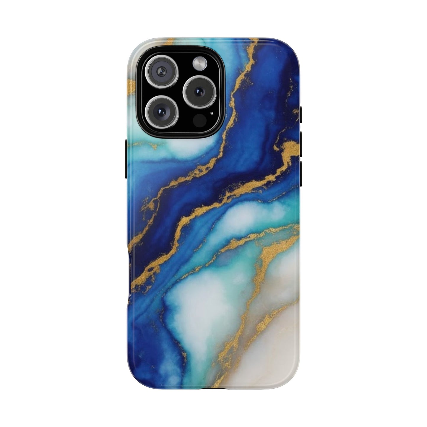 Blue & Gold Marble Phone Case – Luxury Resin Art Tough Case (iPhone, Samsung, Pixel)