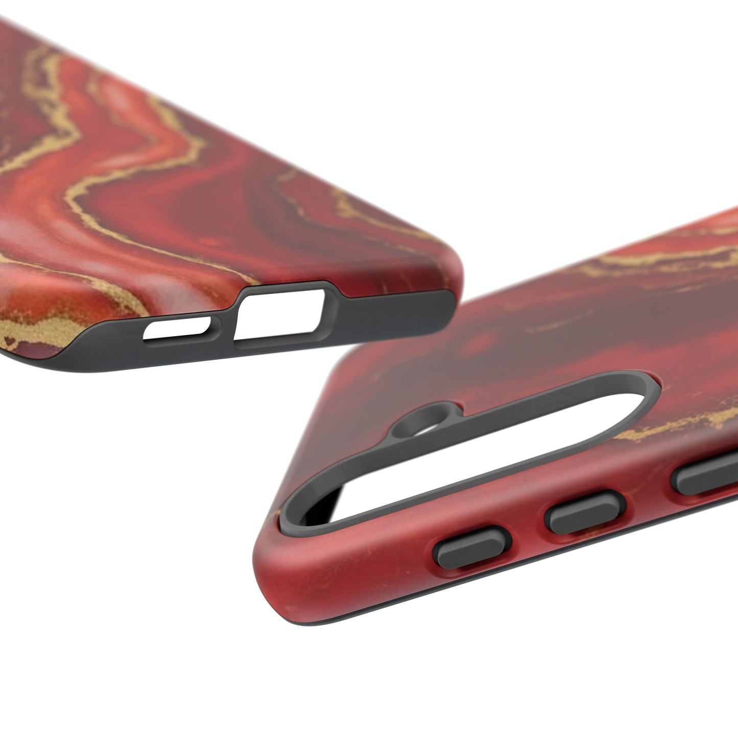 Red Agate Marble Phone Case – Gold Vein Luxury Stone Tough Case (iPhone, Samsung, Pixel)
