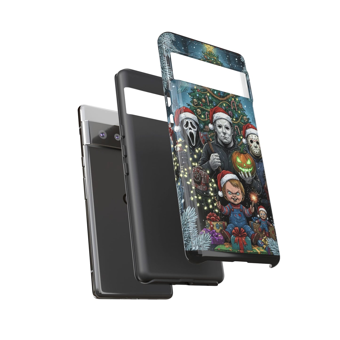 Christmas Horror Phone Case – Festive Slasher Collage Tough Case (iPhone, Samsung, Pixel)