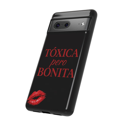 Toxica Pero Bonita Phone Case, Latina Quote Case, Red Lips Aesthetic, Spanish Saying Case, Trendy Tough Cover