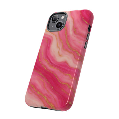 Pink Marble Phone Case | Rose Gold Swirl Aesthetic Tough Protective Case