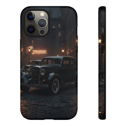 Vintage Classic Car Phone Case | Retro Noir Aesthetic | 1930s Street Scene Tough Case for iPhone & Samsung