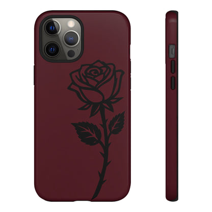 Black Rose Burgundy iPhone Case | Dark Aesthetic Shockproof Protective Cover