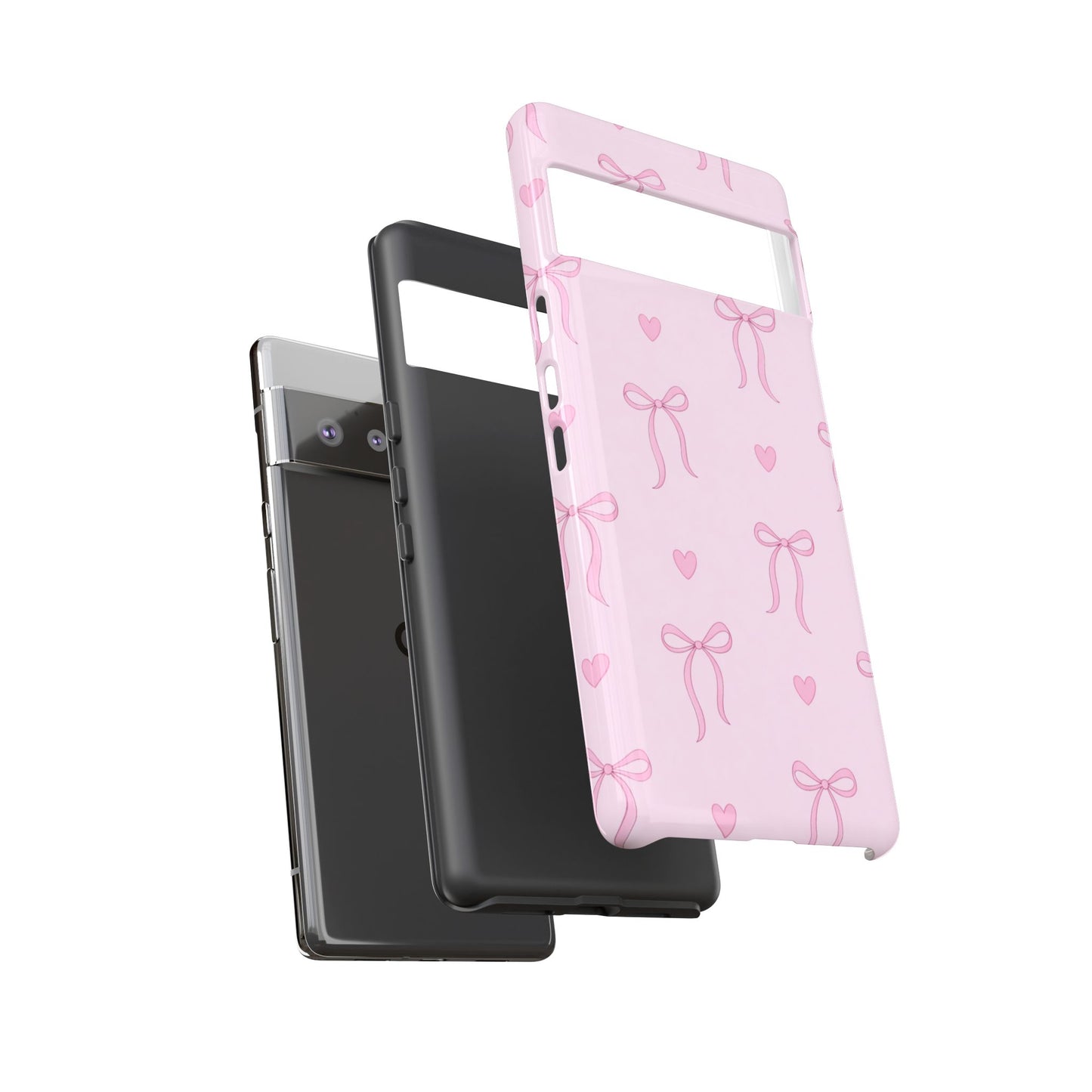 Pink Bow Heart Aesthetic Phone Case – Coquette Cute Tough Cover