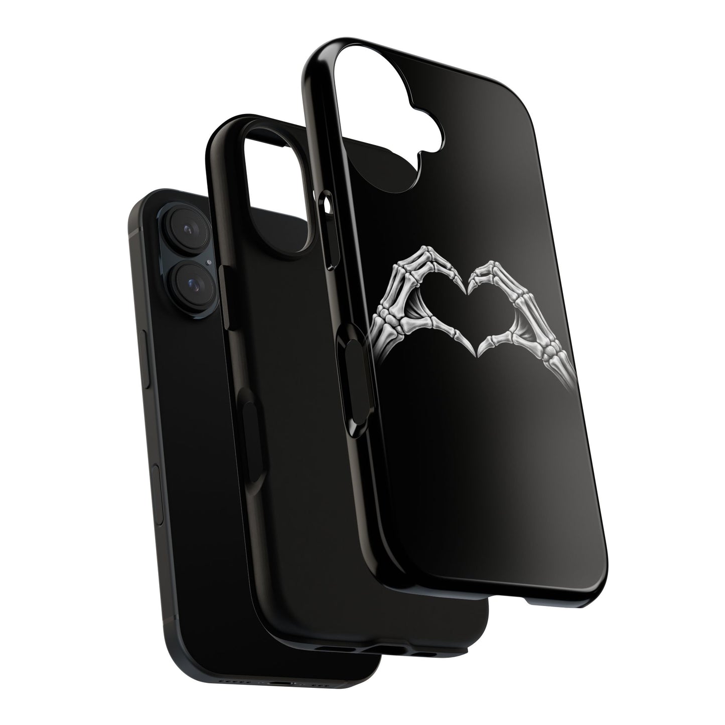 Skeleton Hands Heart Phone Case | Gothic Black Protective Cover