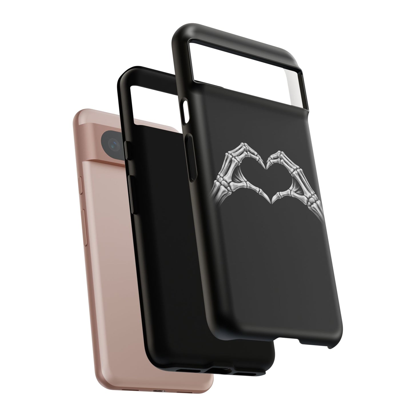 Skeleton Hands Heart Phone Case | Gothic Black Protective Cover