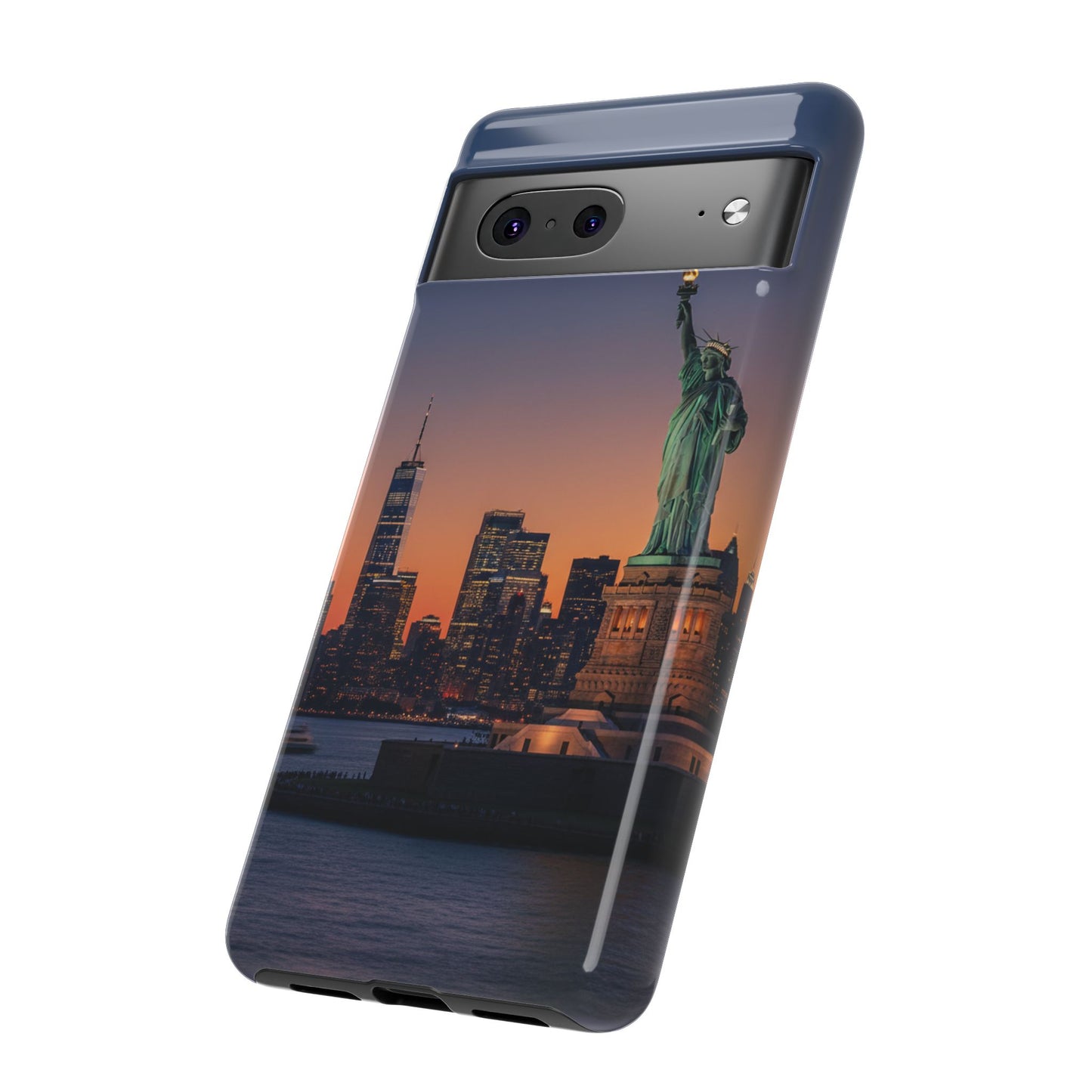 Statue of Liberty Sunset Phone Case – New York City Skyline Travel Aesthetic Tough Case