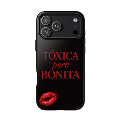 Toxica Pero Bonita Phone Case, Latina Quote Case, Red Lips Aesthetic, Spanish Saying Case, Trendy Tough Cover