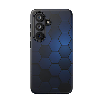 Blue Hexagon Gradient Phone Case | Honeycomb Geometric Tech Aesthetic | Minimalist Tough Case for iPhone & Samsung