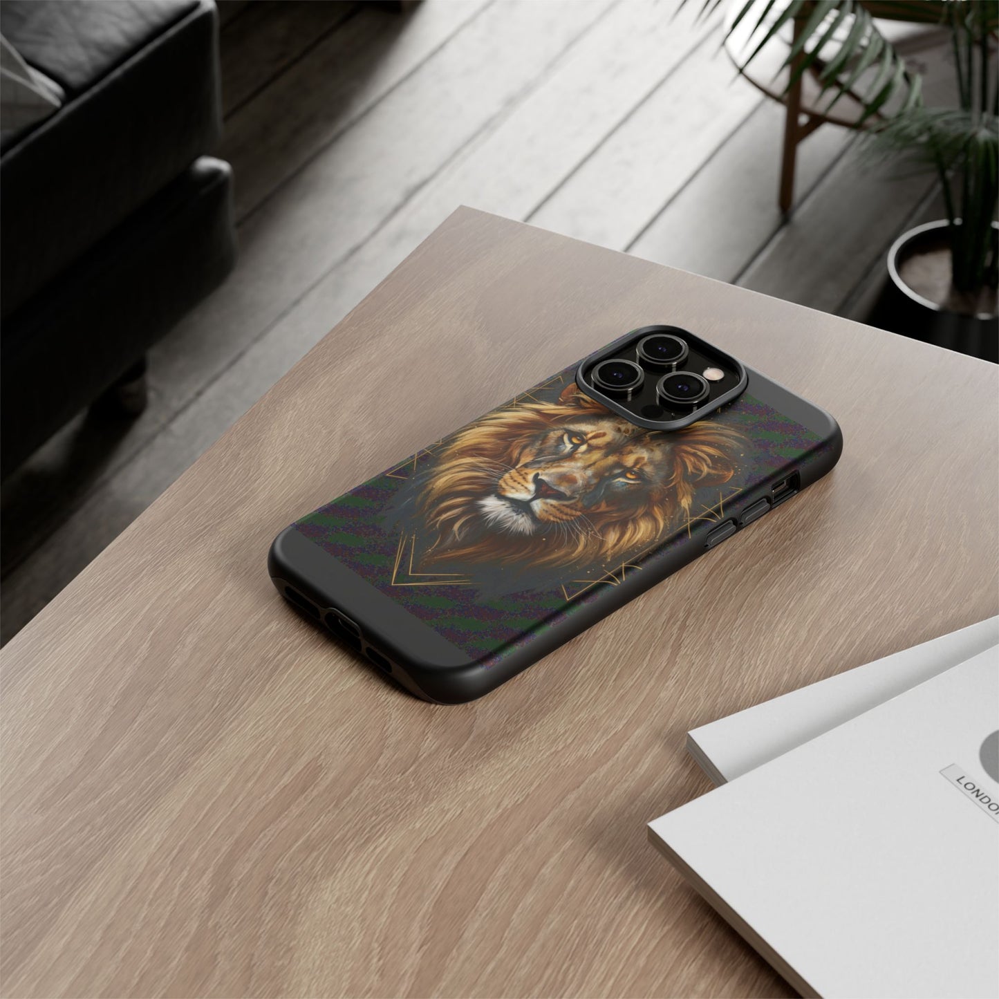 Majestic Lion Phone Case – Black Gold Luxury Lion Art Tough Protective Case