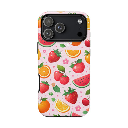 Fruit Phone Case – Tough Shockproof, Strawberry Cherry Citrus Summer Design for Iphone, Samsung Galaxy and Pixel