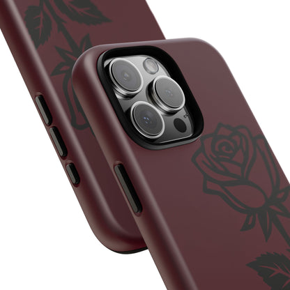 Black Rose Burgundy iPhone Case | Dark Aesthetic Shockproof Protective Cover