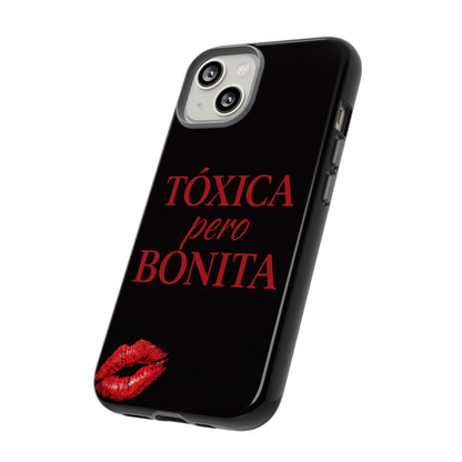 Toxica Pero Bonita Phone Case, Latina Quote Case, Red Lips Aesthetic, Spanish Saying Case, Trendy Tough Cover