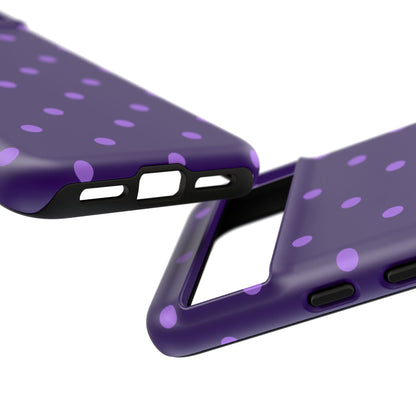 Purple Polka Dot Tough Phone Case – Cute Stylish Durable Protective Cover for Iphone, Samsung Galaxy and Pixel