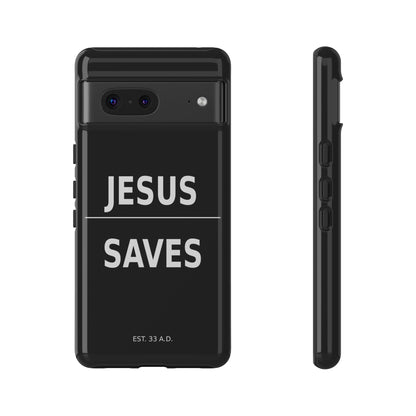 Jesus Saves Phone Case Christian Religious Minimalist Black Tough Cover