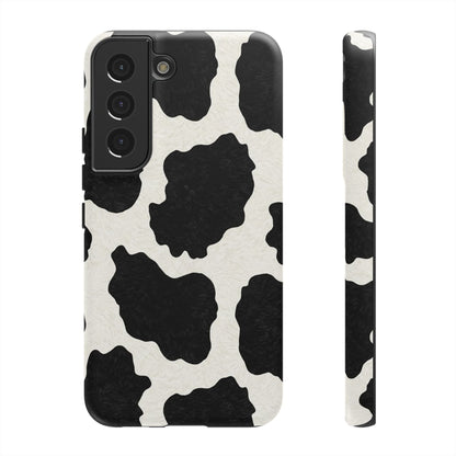 Black & White Cow Print Phone Case | Western Aesthetic iPhone & Samsung Tough Case