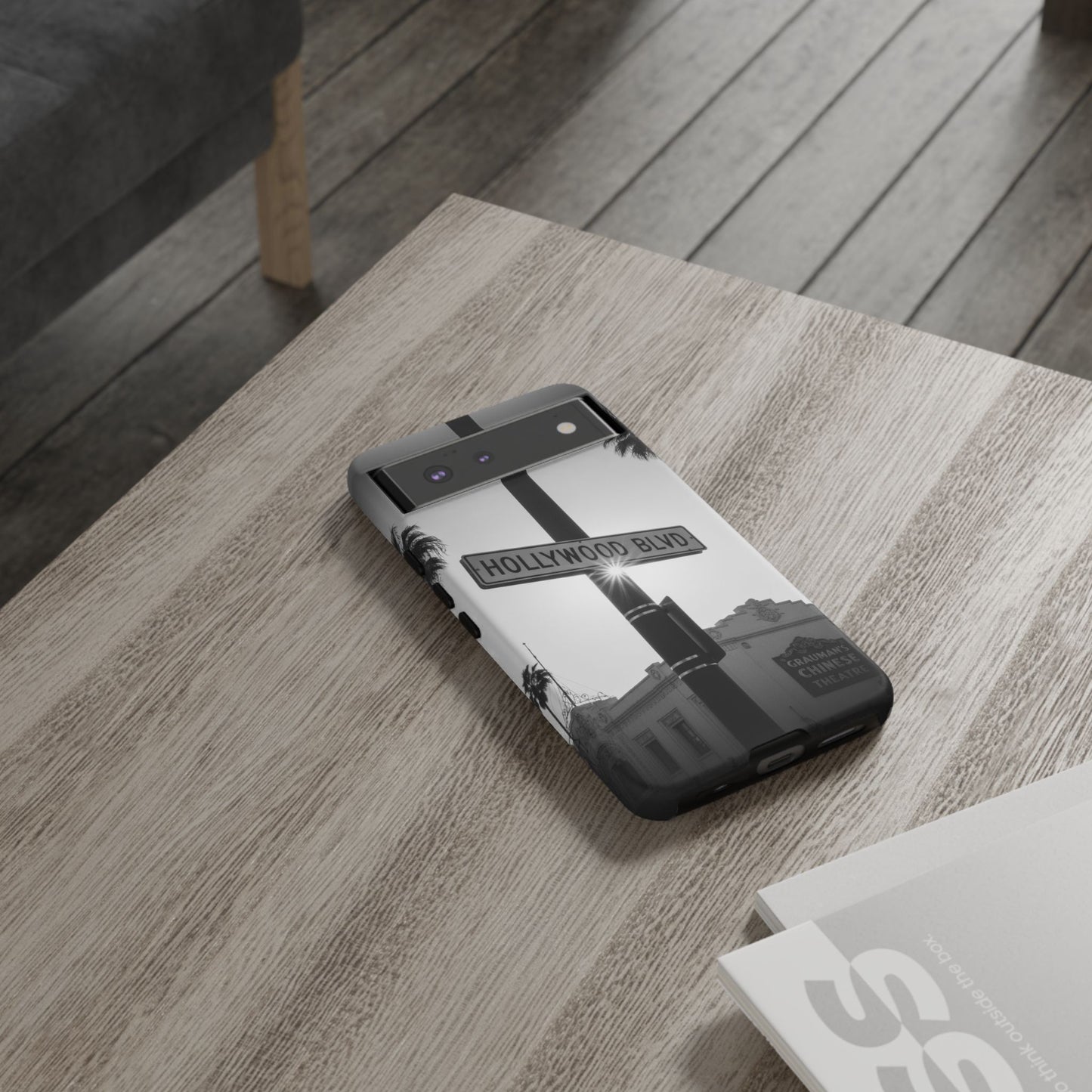 Hollywood Blvd Phone Case | Vintage Los Angeles Street Sign | Black & White LA Aesthetic