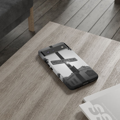 Hollywood Blvd Phone Case | Vintage Los Angeles Street Sign | Black & White LA Aesthetic