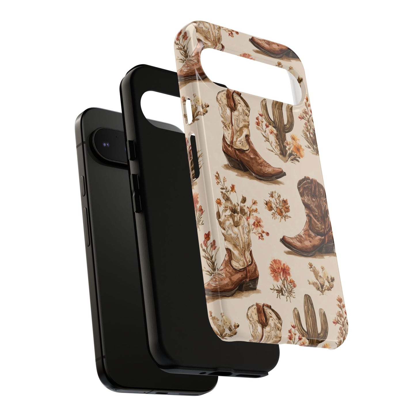 Cowboy Boots Western Phone Case Rustic Cowgirl Cactus Floral iPhone Samsung Pixel