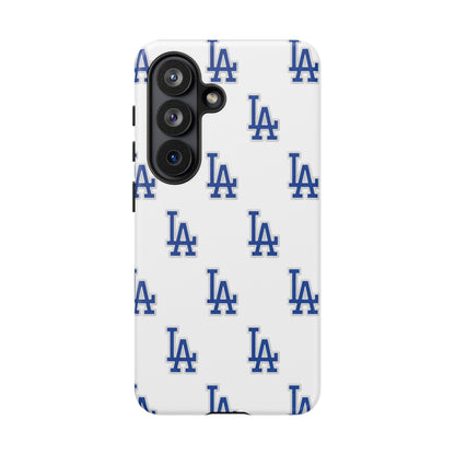 Blue LA Monogram Pattern Phone Case | Minimal Baseball Inspired Tough Cover
