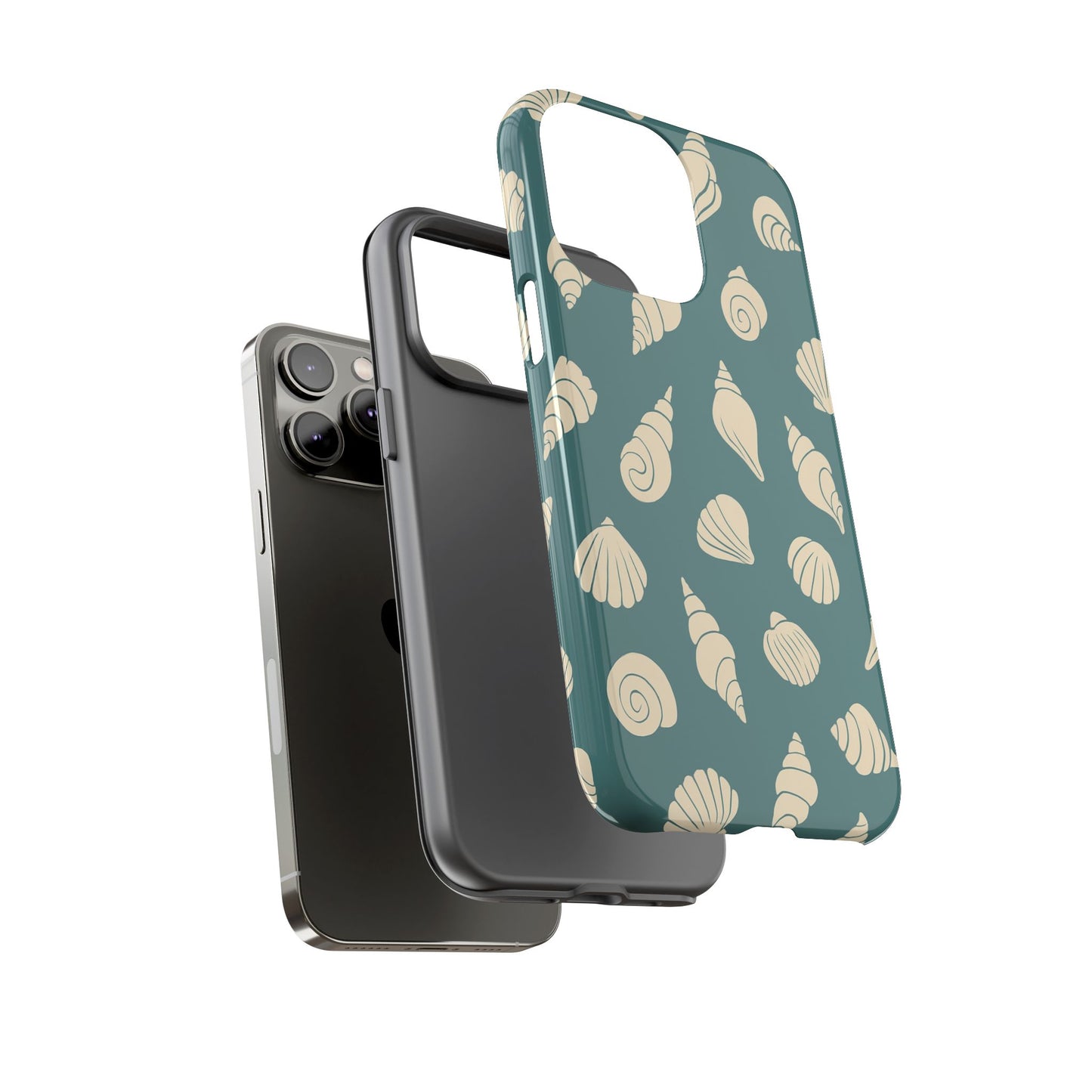 Seashell Pattern Phone Case | Teal Coastal Shells Tough Case for Iphone, Samsung Galaxy and Pixel