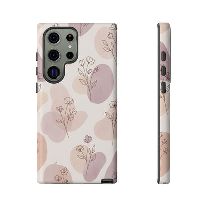 Blush Floral Phone Case Neutral Botanical Watercolor Tough Cover