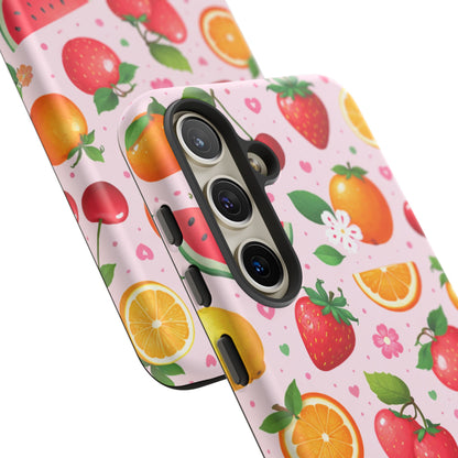 Fruit Phone Case – Tough Shockproof, Strawberry Cherry Citrus Summer Design for Iphone, Samsung Galaxy and Pixel