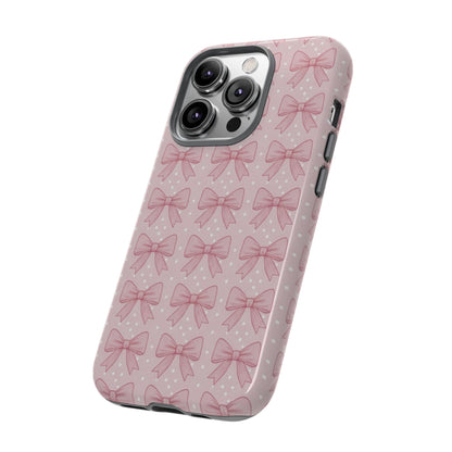 Pink Bow Pattern Phone Case – Soft Coquette Aesthetic Tough Case