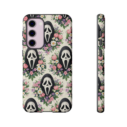 Floral Ghost Face Aesthetic Phone Case – Cute Spooky Tough Cover