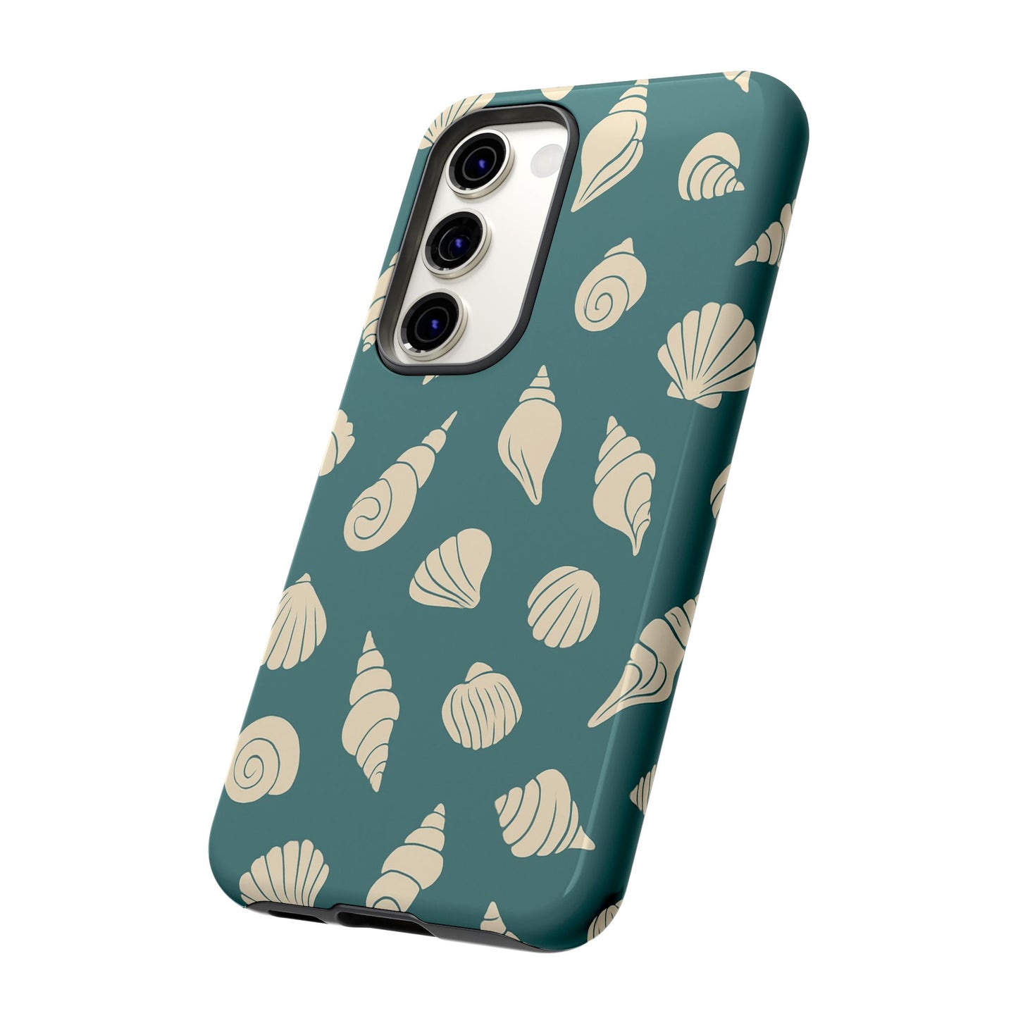 Seashell Pattern Phone Case | Teal Coastal Shells Tough Case for Iphone, Samsung Galaxy and Pixel