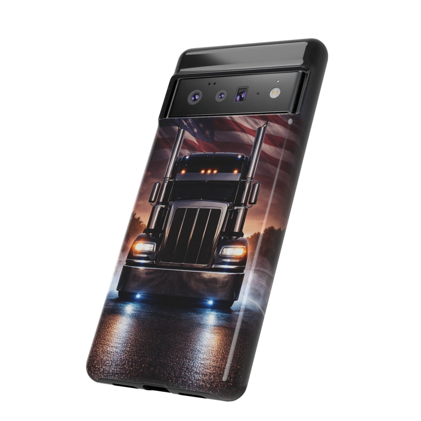 Semi Truck Phone Case American Flag Big Rig Trucker Gift iPhone Samsung
