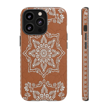 Talavera Terracotta Phone Case | Mexican Floral Pattern iPhone & Samsung Tough Case | Boho Clay Aesthetic Cover