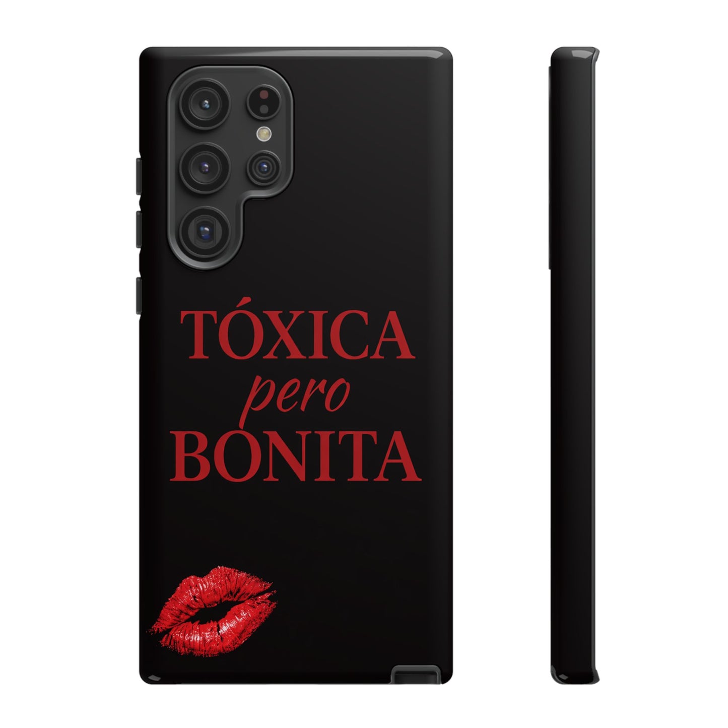 Toxica Pero Bonita Phone Case, Latina Quote Case, Red Lips Aesthetic, Spanish Saying Case, Trendy Tough Cover