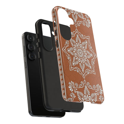 Talavera Terracotta Phone Case | Mexican Floral Pattern iPhone & Samsung Tough Case | Boho Clay Aesthetic Cover