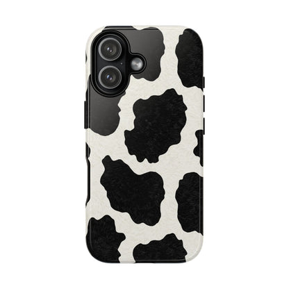 Black & White Cow Print Phone Case | Western Aesthetic iPhone & Samsung Tough Case