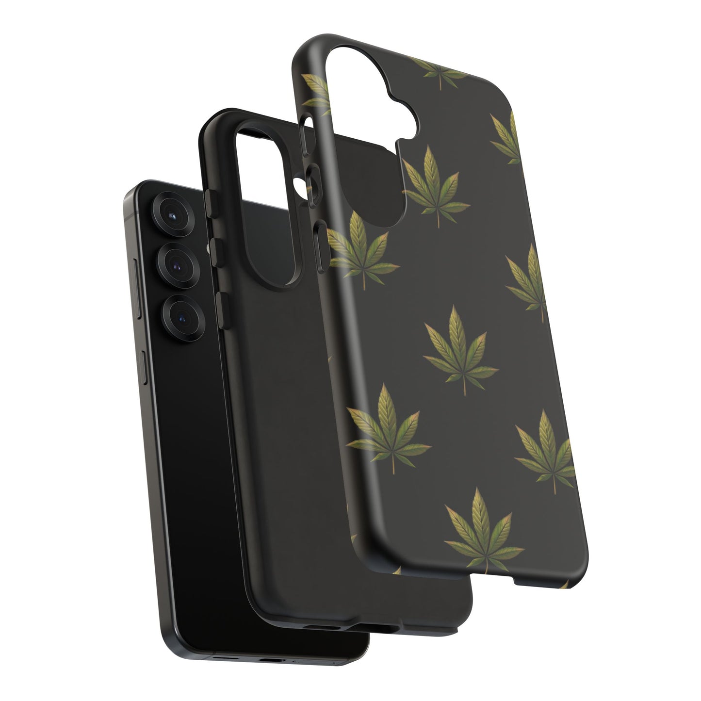 Cannabis Leaf Phone Case Green Weed Leaf Pattern Tough Protective Cover