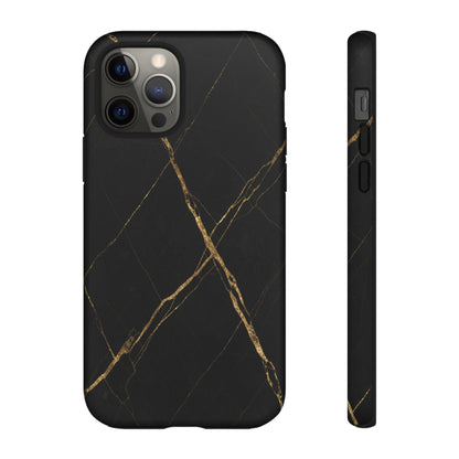 Black Marble Phone Case with Gold Veins | Minimal Luxury Tough Case