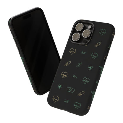RN Nurse Phone Case – Minimal Medical Icon Pattern Healthcare Worker Tough Case