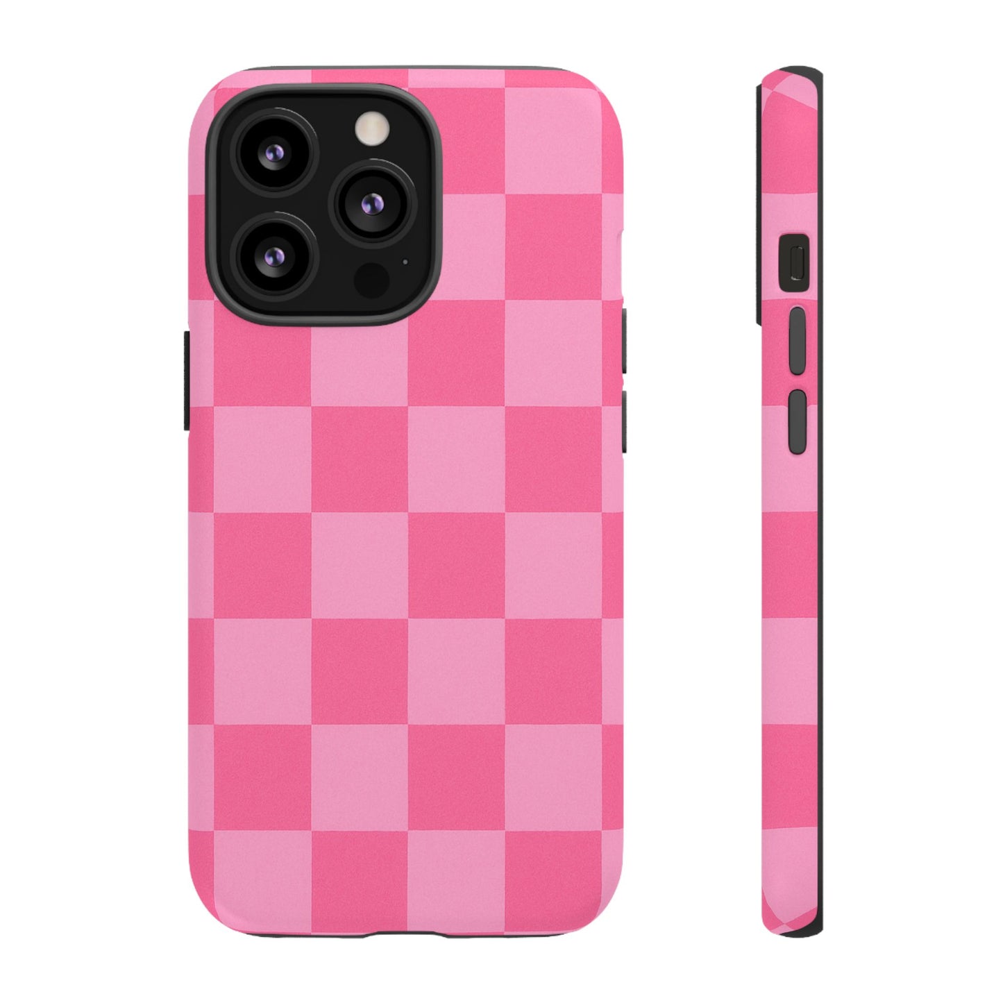Pink Checkerboard Phone Case – Cute Aesthetic Tough Case for iPhone & Samsung