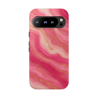 Pink Marble Phone Case | Rose Gold Swirl Aesthetic Tough Protective Case