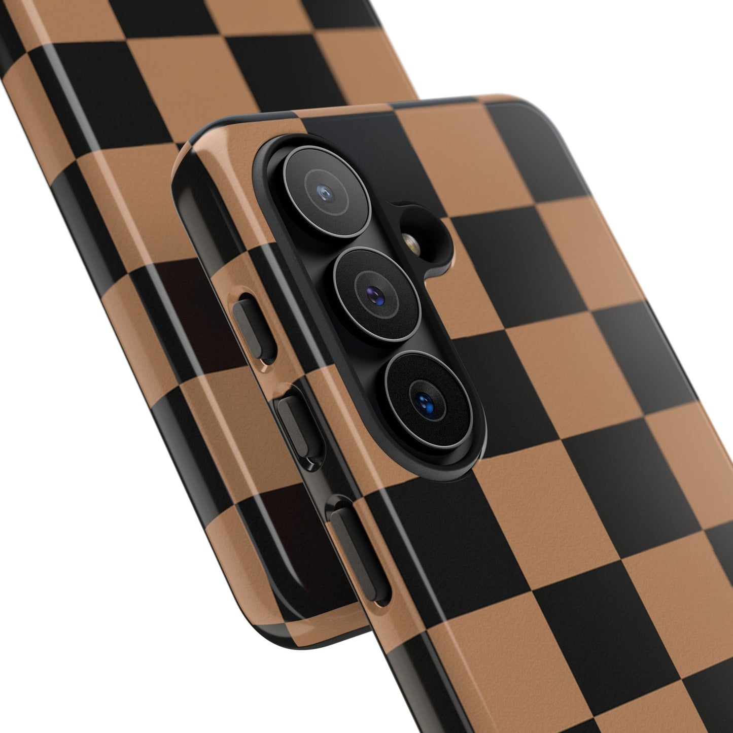 Brown Checkered Phone Case | Aesthetic Checkerboard iPhone & Samsung Tough Case