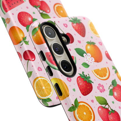 Fruit Phone Case – Tough Shockproof, Strawberry Cherry Citrus Summer Design for Iphone, Samsung Galaxy and Pixel
