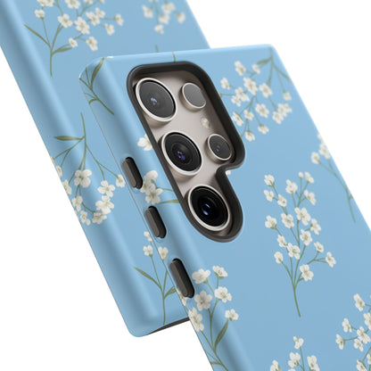 Baby’s Breath Floral Phone Case | Minimal Blue Flower Tough Case