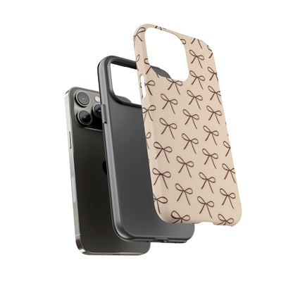 Coquette Bow Phone Case | Neutral Beige Aesthetic iPhone & Samsung Tough Case