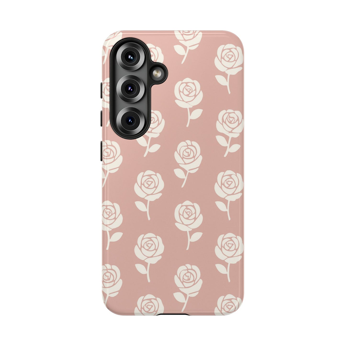 White Rose Pattern Tough Phone Case | Elegant Floral Aesthetic Case for Iphone, Samsung Galaxy and Pixel