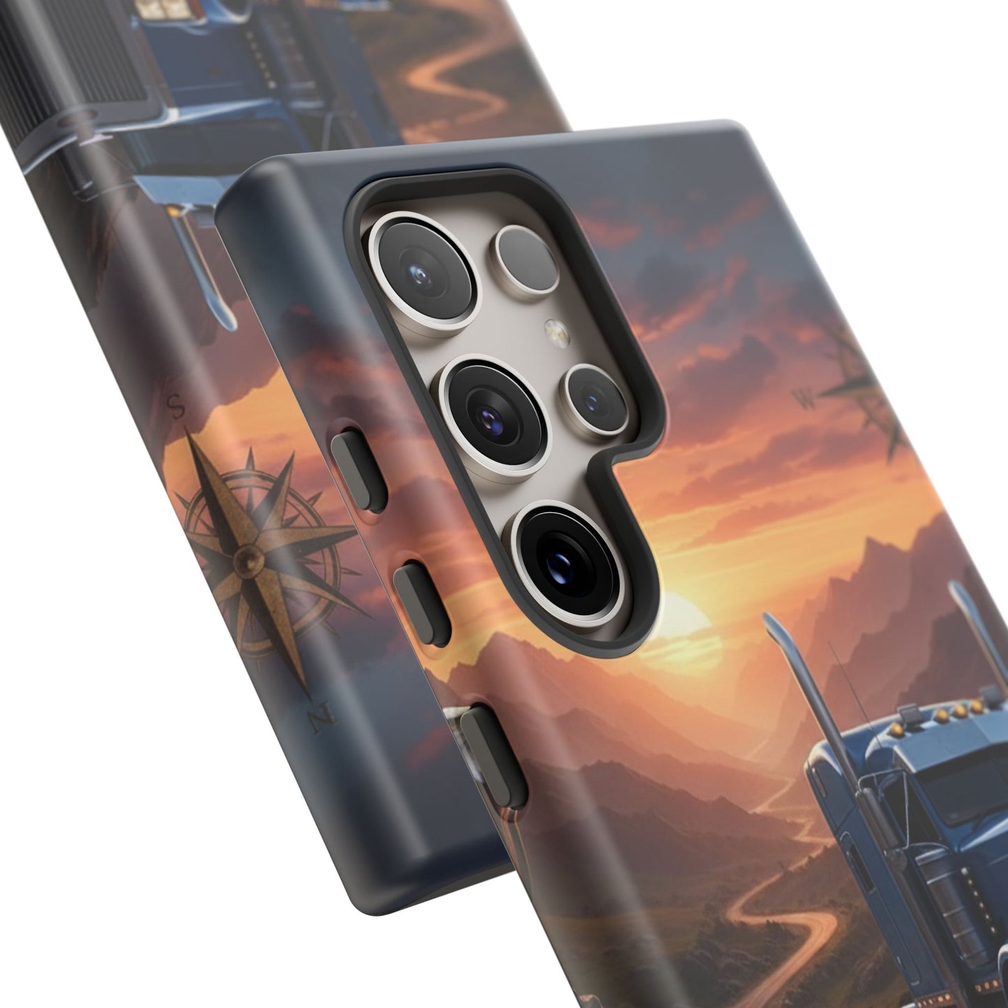 Semi Truck Sunset Phone Case | Trucker Gift | Diesel Truck Highway Road iPhone & Samsung Tough Protective Case