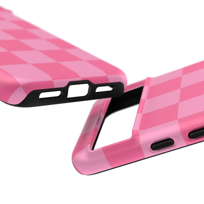 Pink Checkerboard Phone Case | Cute Aesthetic Checkered iPhone & Samsung Tough Case