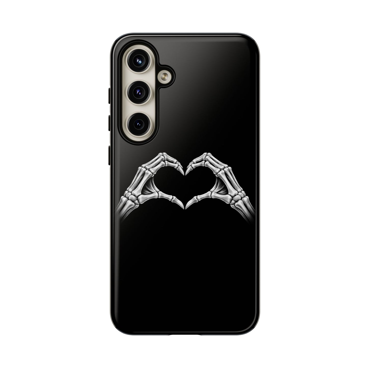 Skeleton Hands Heart Phone Case | Gothic Black Protective Cover