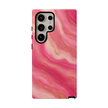 Pink Marble Phone Case | Rose Gold Swirl Aesthetic Tough Protective Case